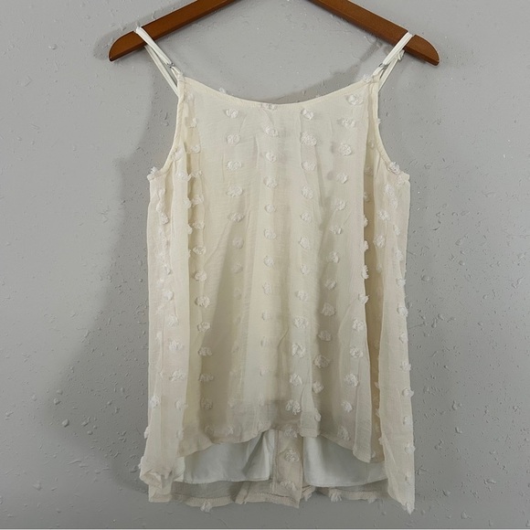 🦋 Cream Textured Button Detail Tank Top Blouse Neutral Spring Casual Small - Picture 3 of 5